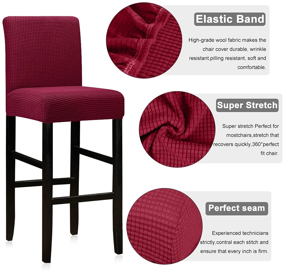 Reusable Pub Counter Stool Chair Covers Set of 2/4/6/8, Wine