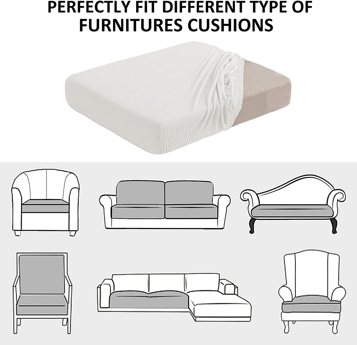 Water Repellent Sofa Couch Cushion Covers Sofa Seat Slipcover Suitable for 1/2/3 Setaer Furniture Protector, Non Slip Small Checks, White