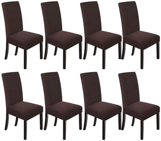 Stretch Jacquard Dining Chair Covers Set of 2/4/6/8, brown