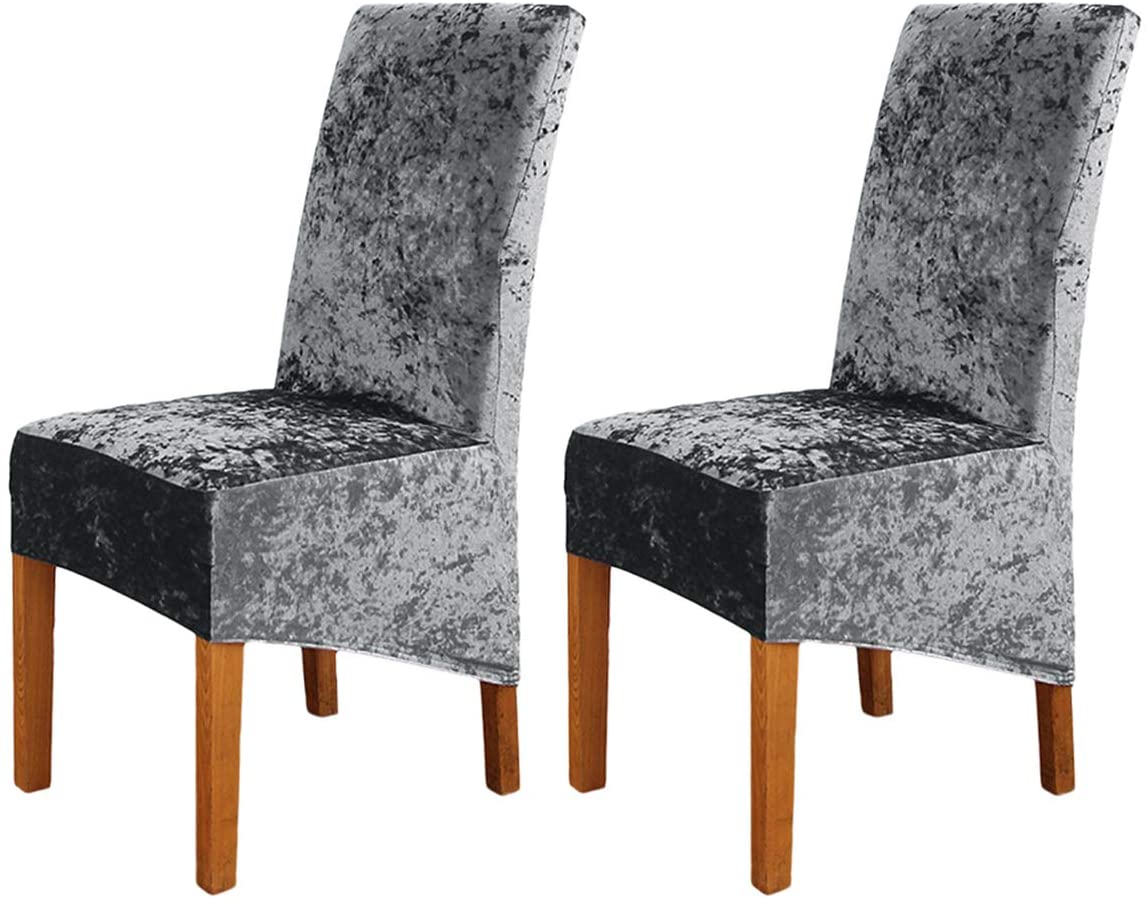 Stretch Chair Slipcover Crushed Velvet Covers 2/4/6/8 PCS, Grey