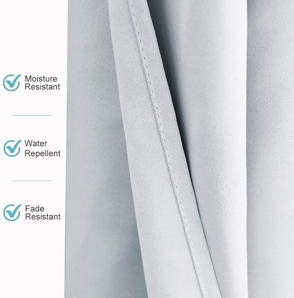 Outdoor curtains for patio - waterproof & sunlight garden curtains, greyish white