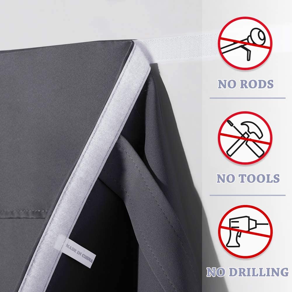 2x Blackout Door Curtain - Privacy Thermal Insulated Door Window Curtains for Patio French Door Front Door Sidelight Curtain Tie up Shade, Grey