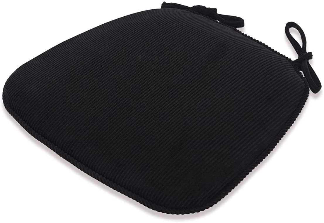 Indoor Chair Pad with Ties, Dining Chair Pads, Non Slip Seat Cushions for Kitchen Chairs (4/6/8 PCS, Black)