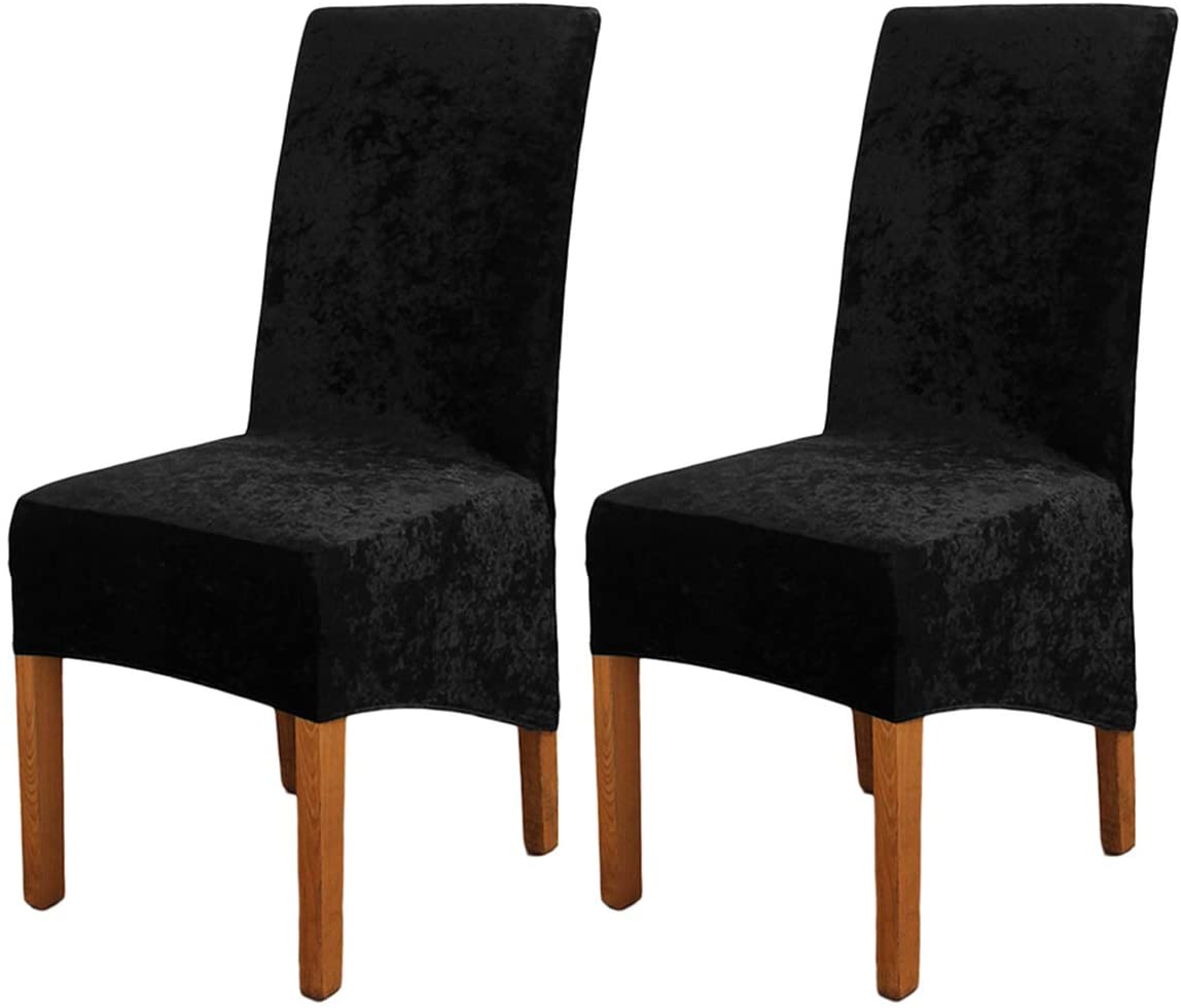 Stretch Chair Slipcover Crushed Velvet Covers 2/4/6/8 PCS, Black