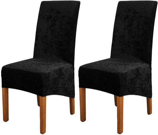Stretch Chair Slipcover Crushed Velvet Covers 2/4/6/8 PCS, Black