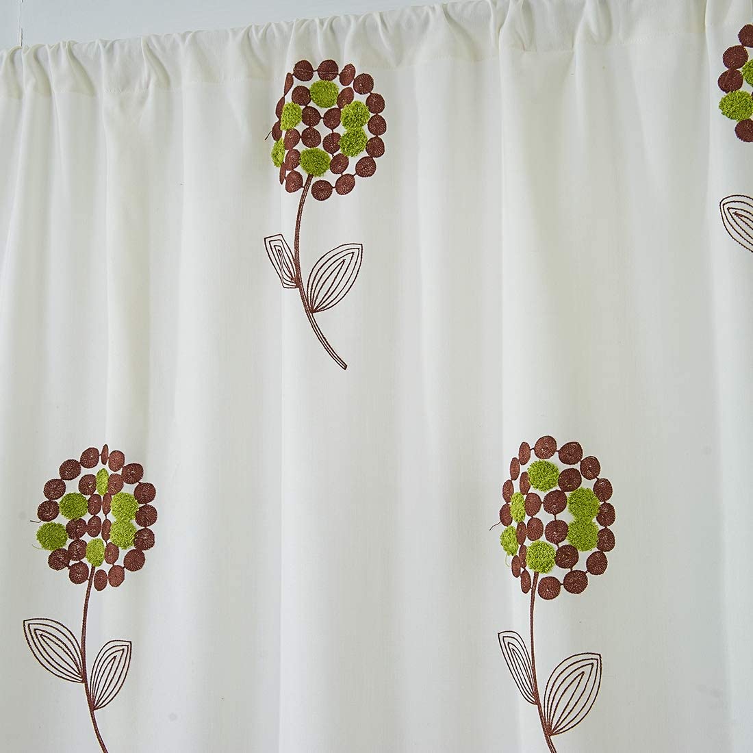 1x Floral Embroidered Farmhouse Tie Up Shade Curtain for Small Window Rod Pocket