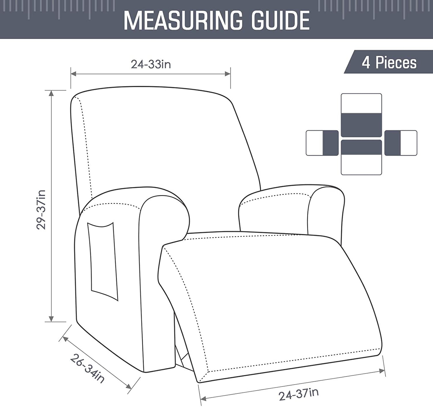 Recliner Sofa Covers Stretch for 1/2/3 Seats Jacquard Pattern Furniture Protector, Sand
