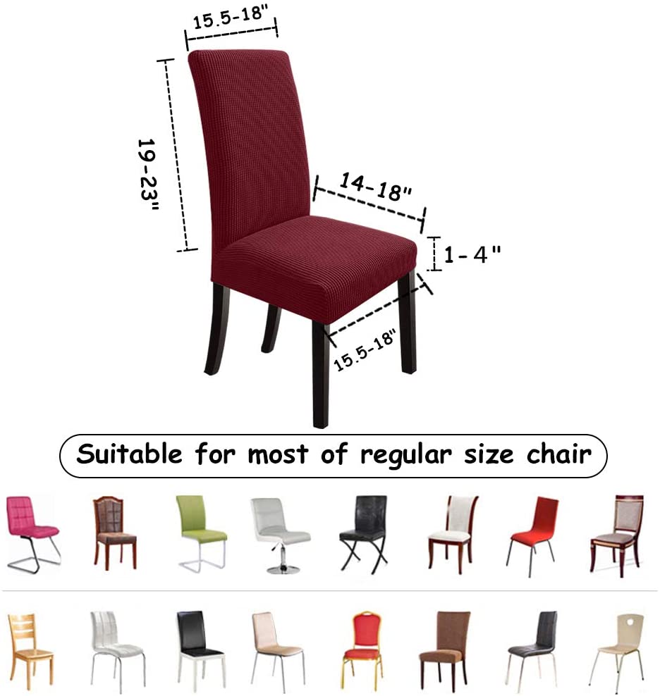 Stretch Jacquard Dining Chair Covers Set of 2/4/6/8, burgundy