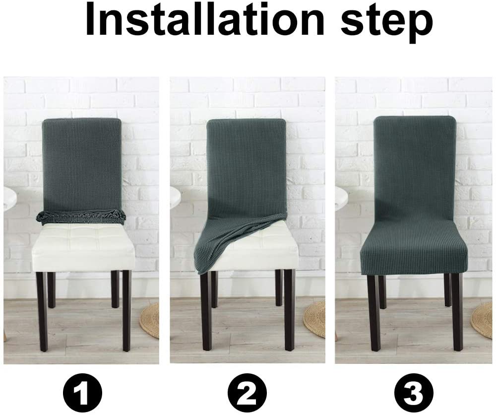 Stretch Jacquard Dining Chair Covers Set of 2/4/6/8, grey