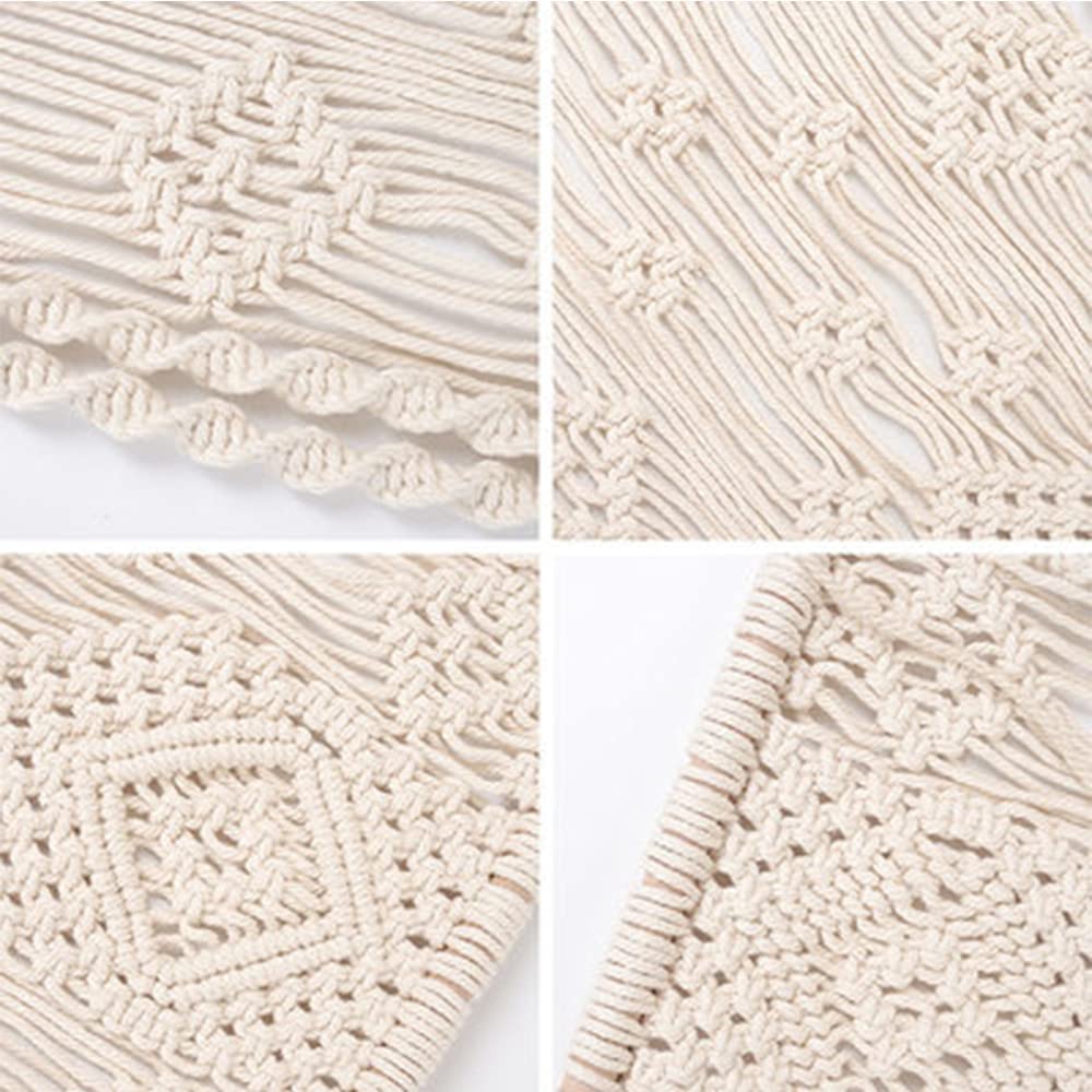 Wall Hanging Decor, Geometric Woven Tapestry Rack,Chic Cotton Handmade Bohemian Art with Long Tasse
