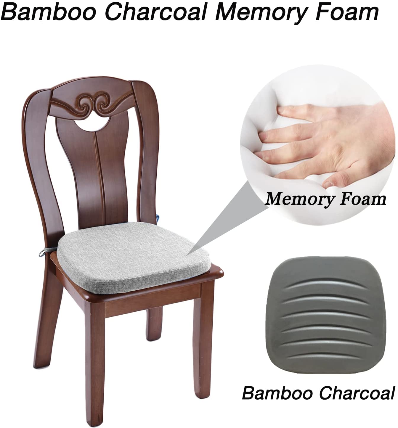 Chair Cushion with Ties for Dining Chairs (1/4/6/8 PCS, Dove)