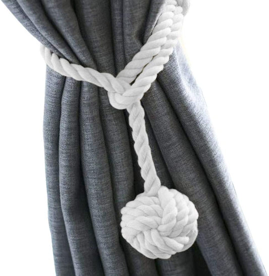 Curtain Tiebacks - 2/4 PCS Handmade Rural Decorative Curtain Holdbacks (White)