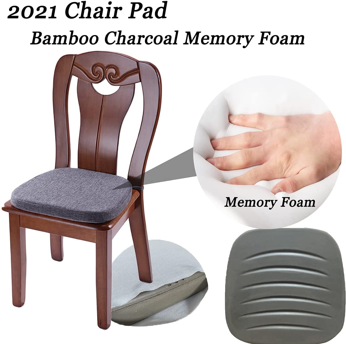 Chair Cushion with Ties for Dining Chairs (1/4/6/8 PCS, Grey)
