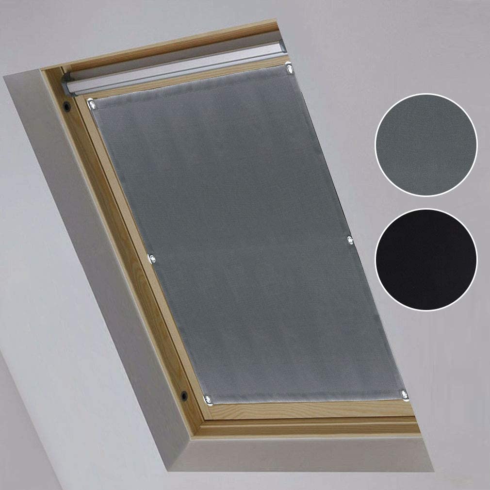 2x Blackout Blind Shade with Suction Cups Temporary Portable Window Cover for Travel Baby Nursery Bedroom Car RV Thermal Insulated 100% Blackout Darkening Curtain(Grey)