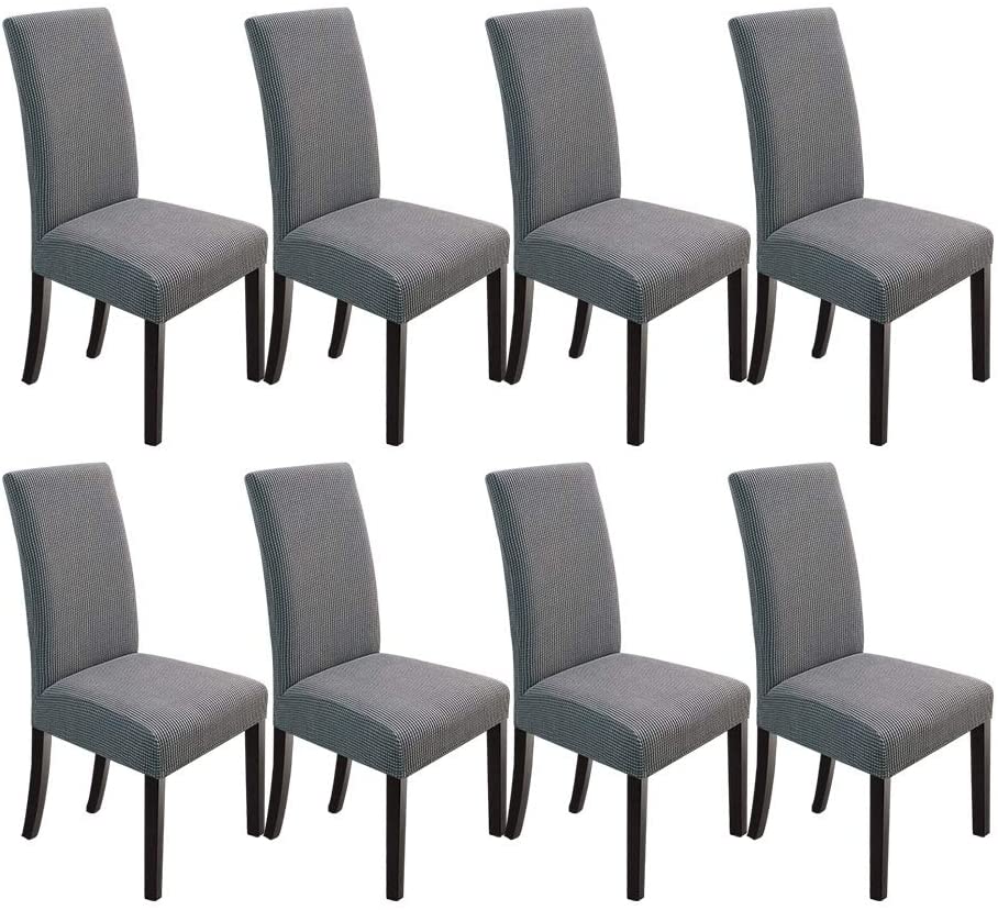 Stretch Jacquard Dining Chair Covers Set of 2/4/6/8, light grey