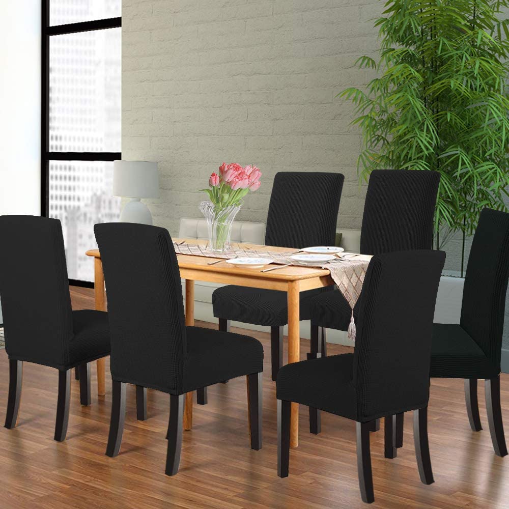 Dining Room Chair Slipcovers Stretch Chair Covers, Set of 2/4/6/8 PCS, Black