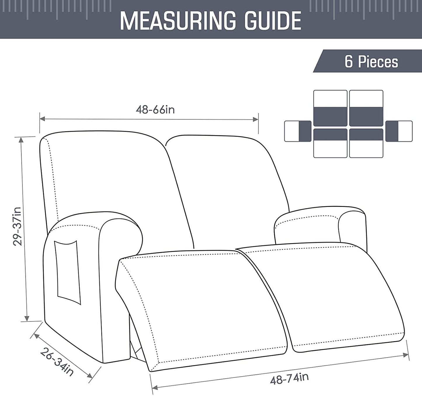 Recliner Sofa Covers Stretch for 1/2/3 Seats Jacquard Pattern Furniture Protector, Dark Teal