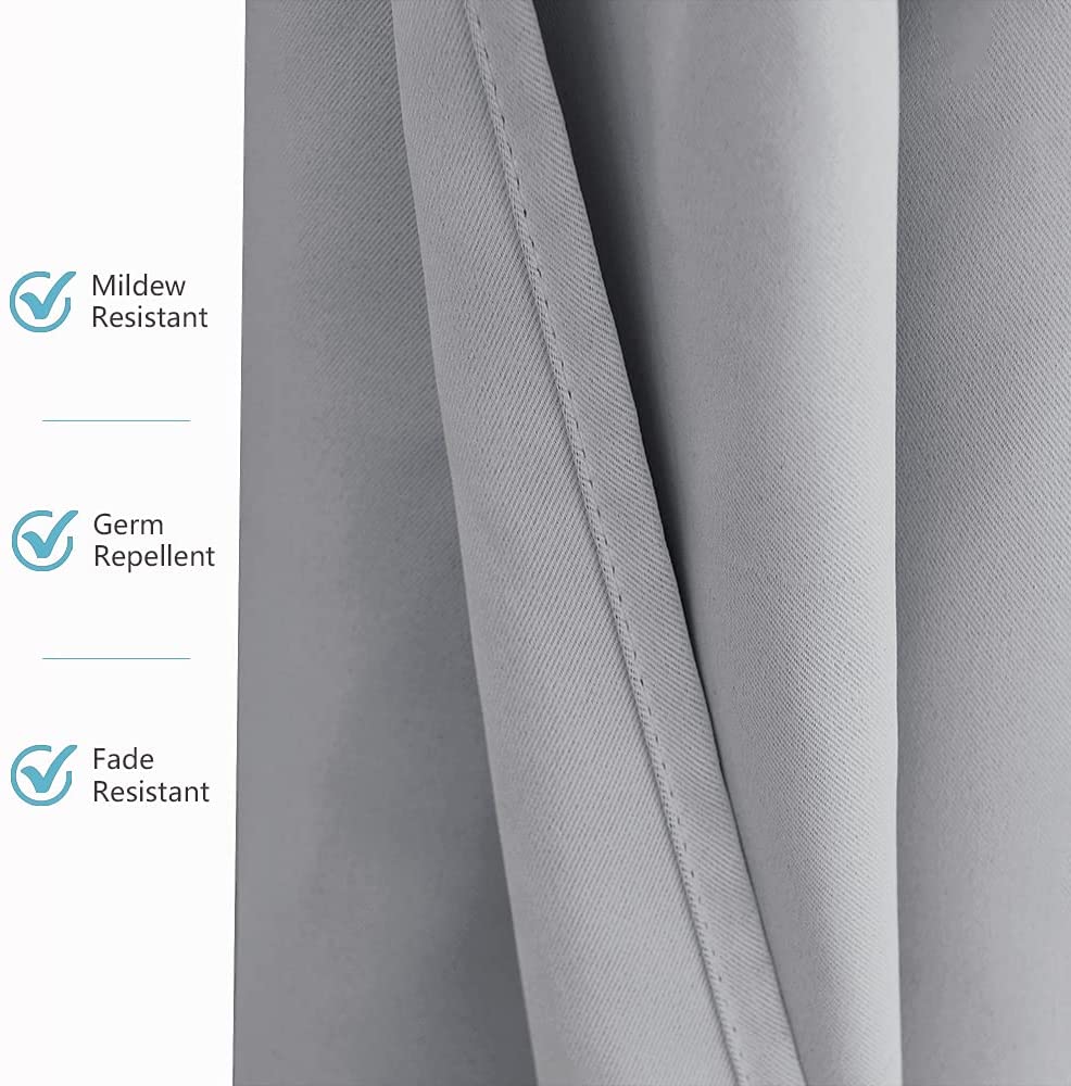 Outdoor curtains for patio - waterproof & sunlight garden curtains, light grey