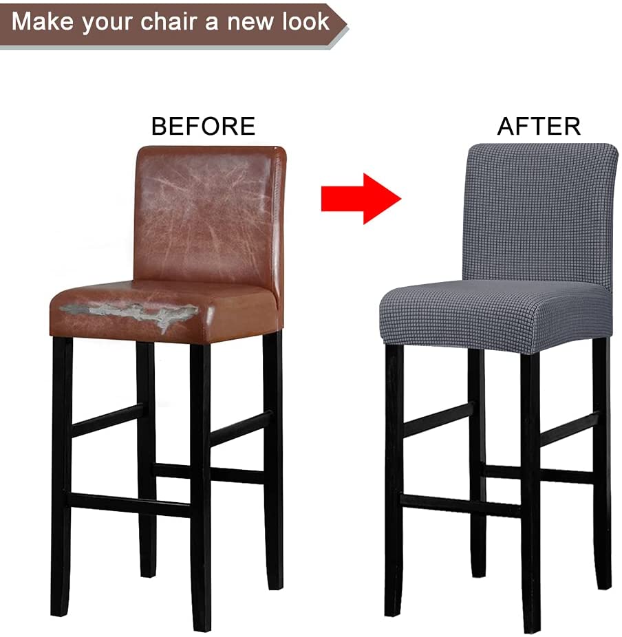 Reusable Pub Counter Stool Chair Covers Set of 2/4/6/8, Grey