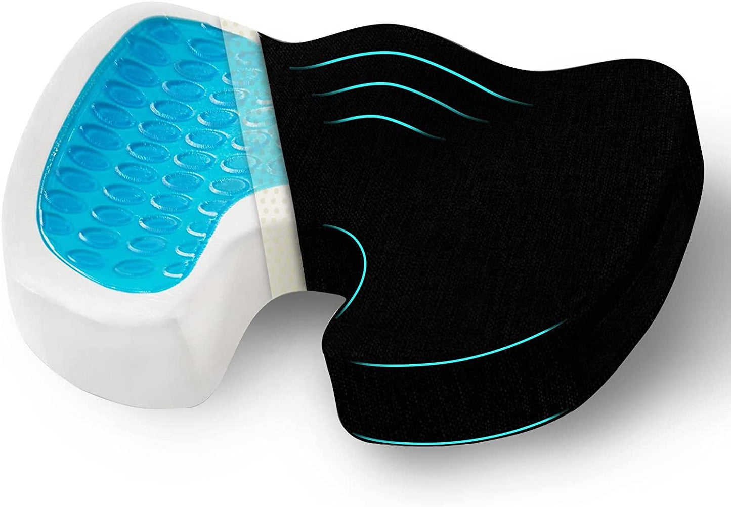 Memory Foam Gel Seat Cushion for Office Chair, Comfort Car Chair Cushion, Desk Seat Cushion for Tailbone Sciatica Pain Relief, Ergonomic Seat Pad,Suede,Black