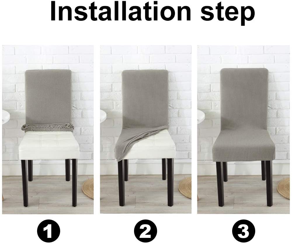 Stretch Dining Room Chair Slipcovers , Set of 2/4/6/8 PCS, Taupe