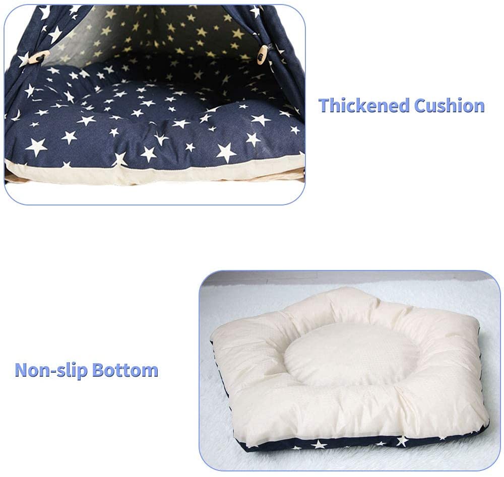 Pet Teepee Dog & Cat Bed - Portable Dog Tents & Pet Houses with Thick Cushion & Blackboard