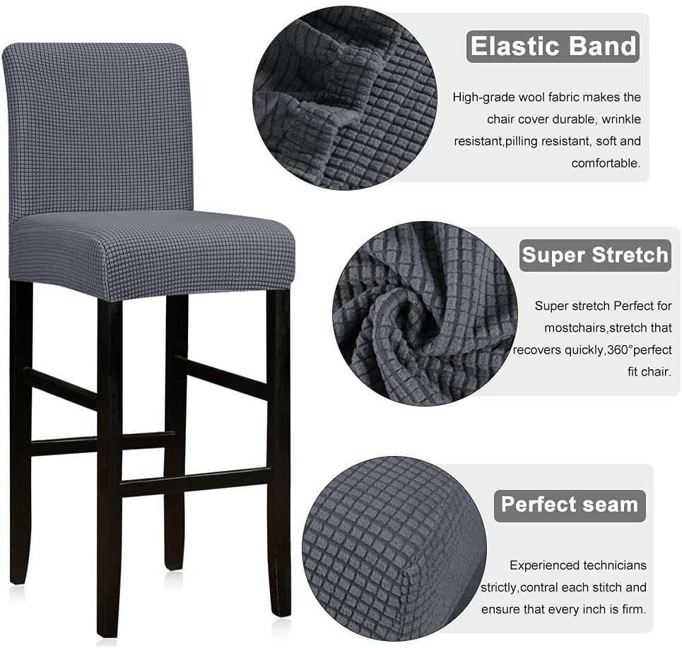 Reusable Pub Counter Stool Chair Covers Set of 2/4/6/8, Grey