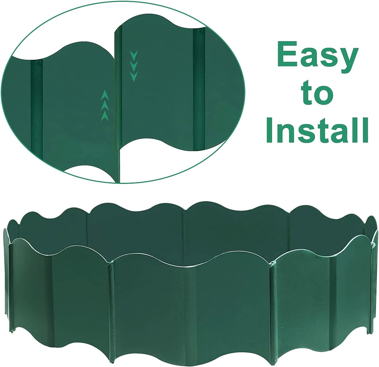 Garden Edging Border, 20PCS Landscape Edging, Plastic Lawn Garden Fence Edging, Decorative Garden Border Edging for DIY Outdoor Patio Yard(Green)