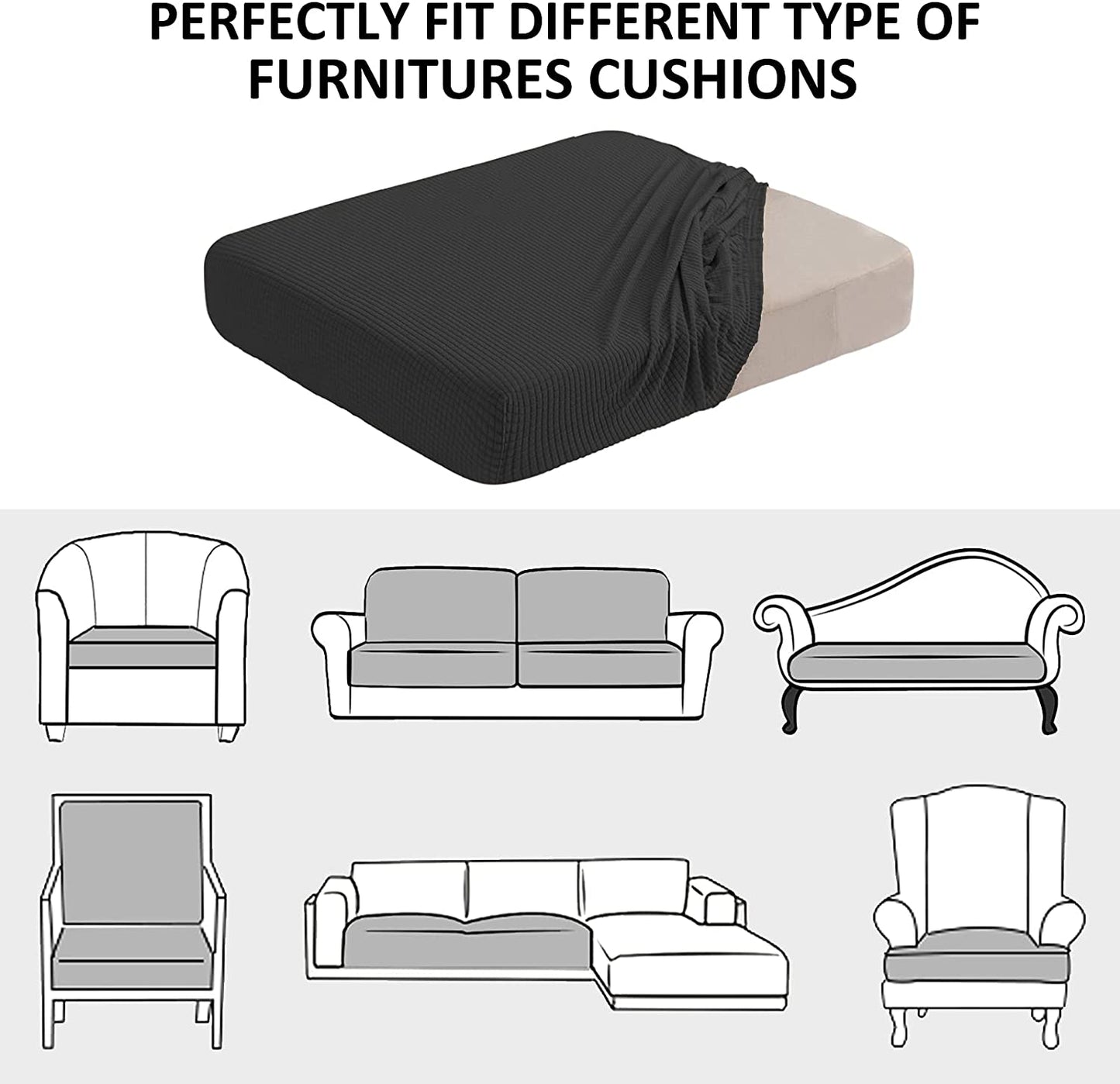 Water Repellent Sofa Couch Cushion Covers Sofa Seat Slipcover Suitable for 1/2/3 Setaer Furniture Protector, Non Slip Small Checks, Black