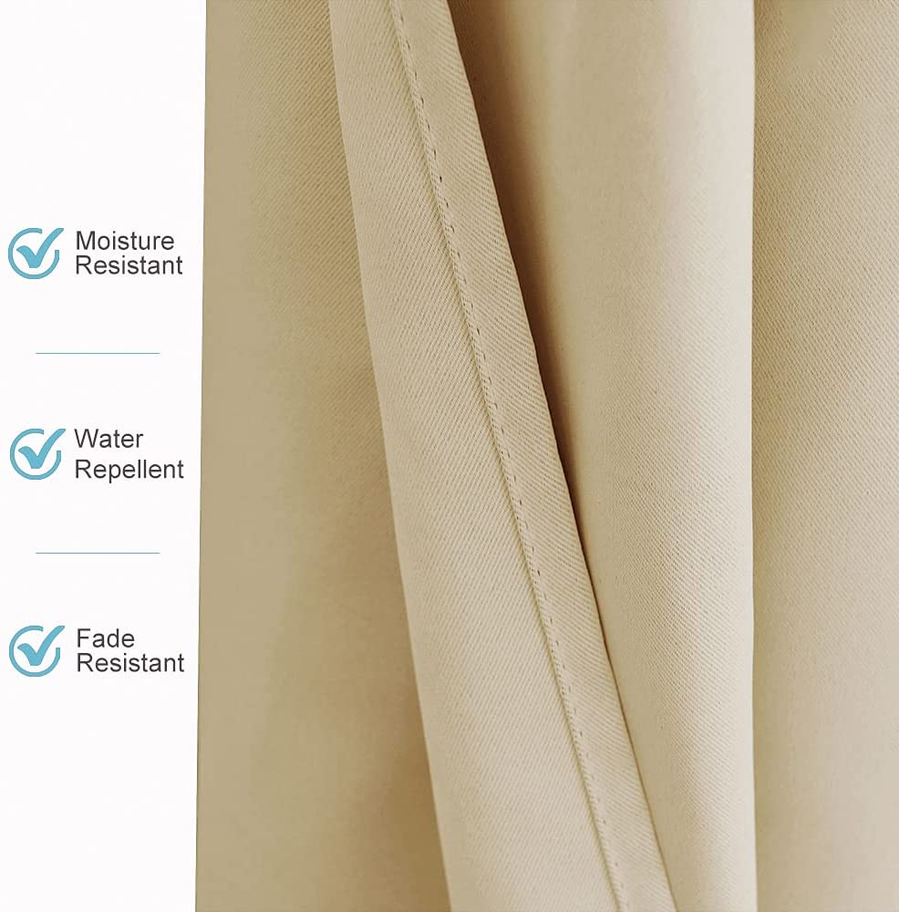 Outdoor curtains for patio - waterproof & sunlight insulated garden curtains, beige
