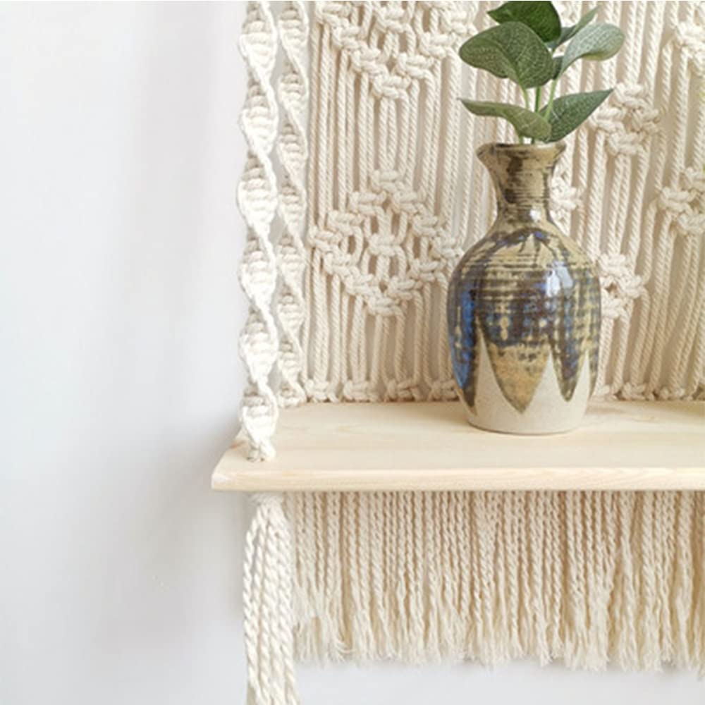 Wall Hanging Decor, Geometric Woven Tapestry Rack,Chic Cotton Handmade Bohemian Art with Long Tasse