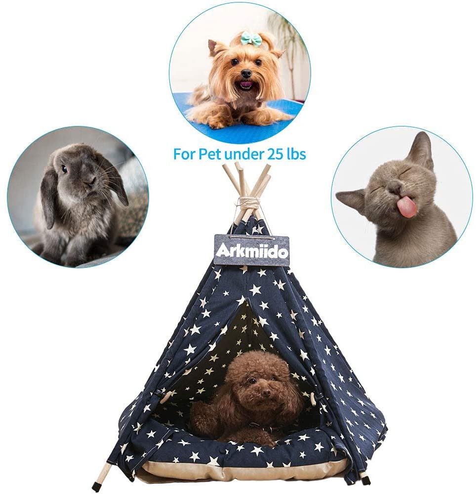 Pet Teepee Dog & Cat Bed - Portable Dog Tents & Pet Houses with Thick Cushion & Blackboard