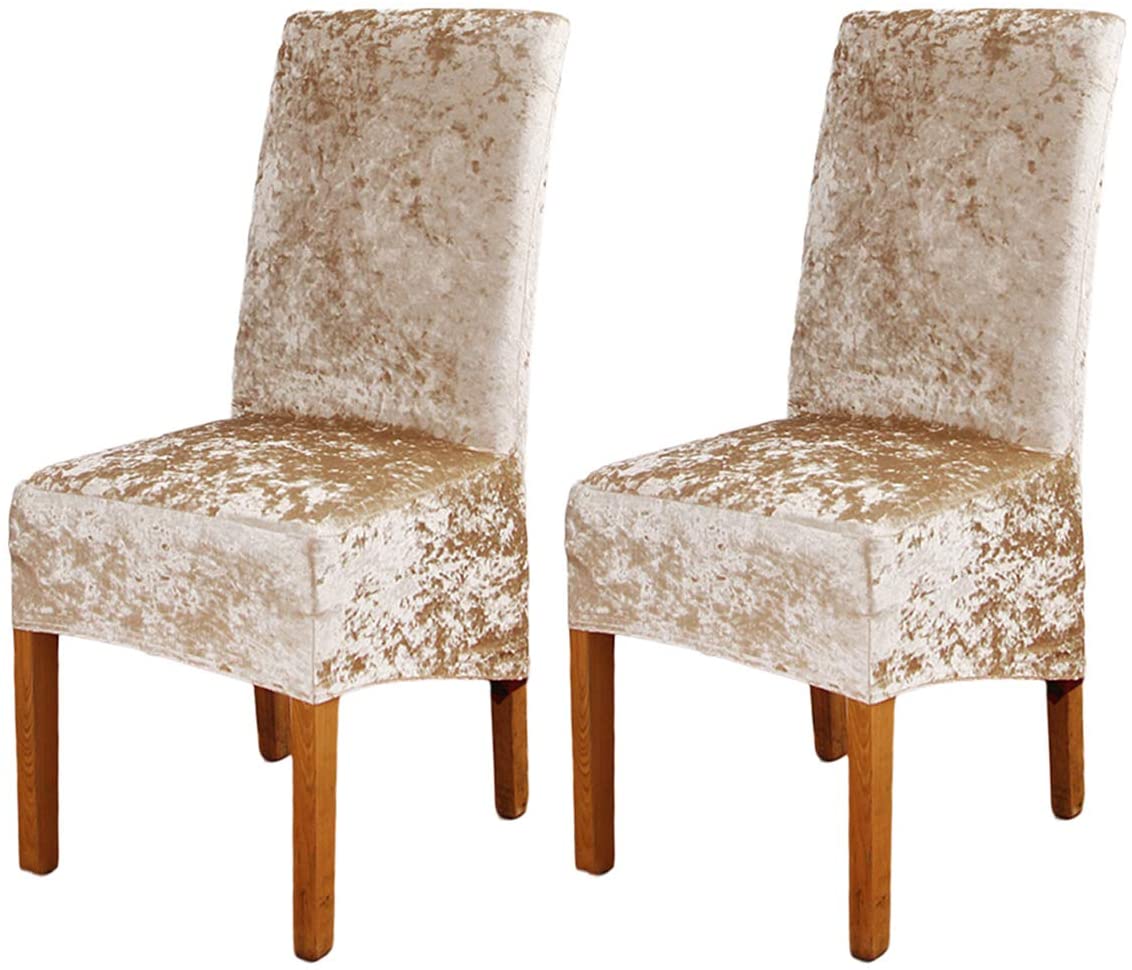 Stretch Chair Slipcover Crushed Velvet Covers 2/4/6/8 PCS, Gold