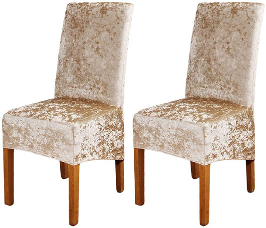 Stretch Chair Slipcover Crushed Velvet Covers 2/4/6/8 PCS, Gold
