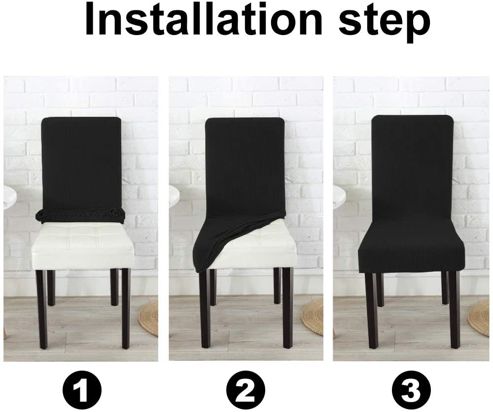 Dining Room Chair Slipcovers Stretch Chair Covers, Set of 2/4/6/8 PCS, Black