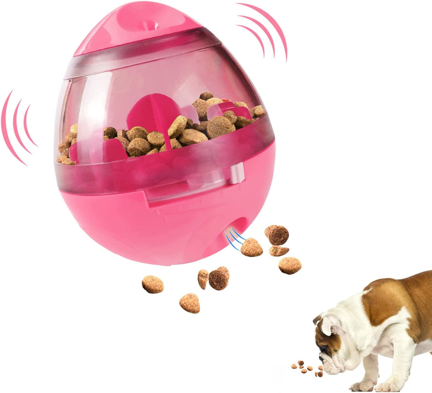 Dog Treat Ball, IQ Treat Dispensing Dog Toys, Interactive Food Puzzles Ball for Dogs, Pet Slow Feeder Ball (10cmx12cm, Pink)