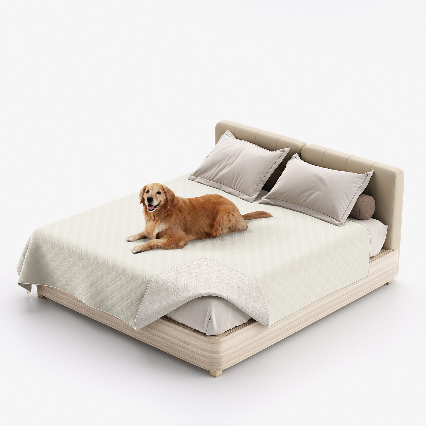 Waterproof Dog Bed Cover Pet Blanket with Anti-Slip Back for Furniture Bed Couch Sofa-Ivory