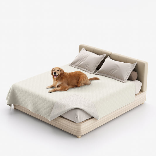Waterproof Dog Bed Cover Pet Blanket with Anti-Slip Back for Furniture Bed Couch Sofa-Ivory