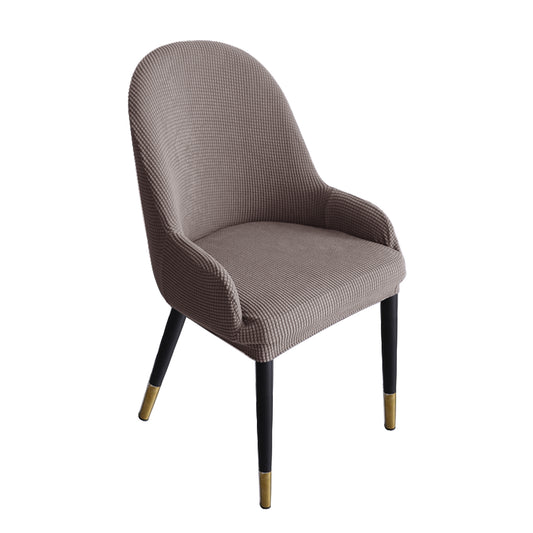 Dining Room Chair Pineapple Elastic Simple Semicircular Handrail Kitchen Chair Covers Protectors,Set of 2/4/6/8 (Taupe)