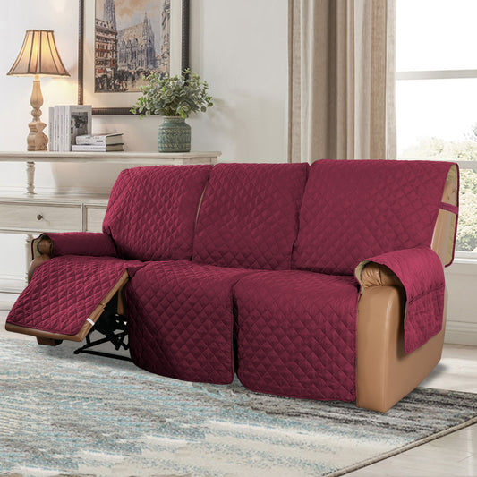 Recliner Sofa Cover for 1/2/3 Seater with Pocket, Slipcovers Reversible Washable Elastic Adjustable Strap for home,Red