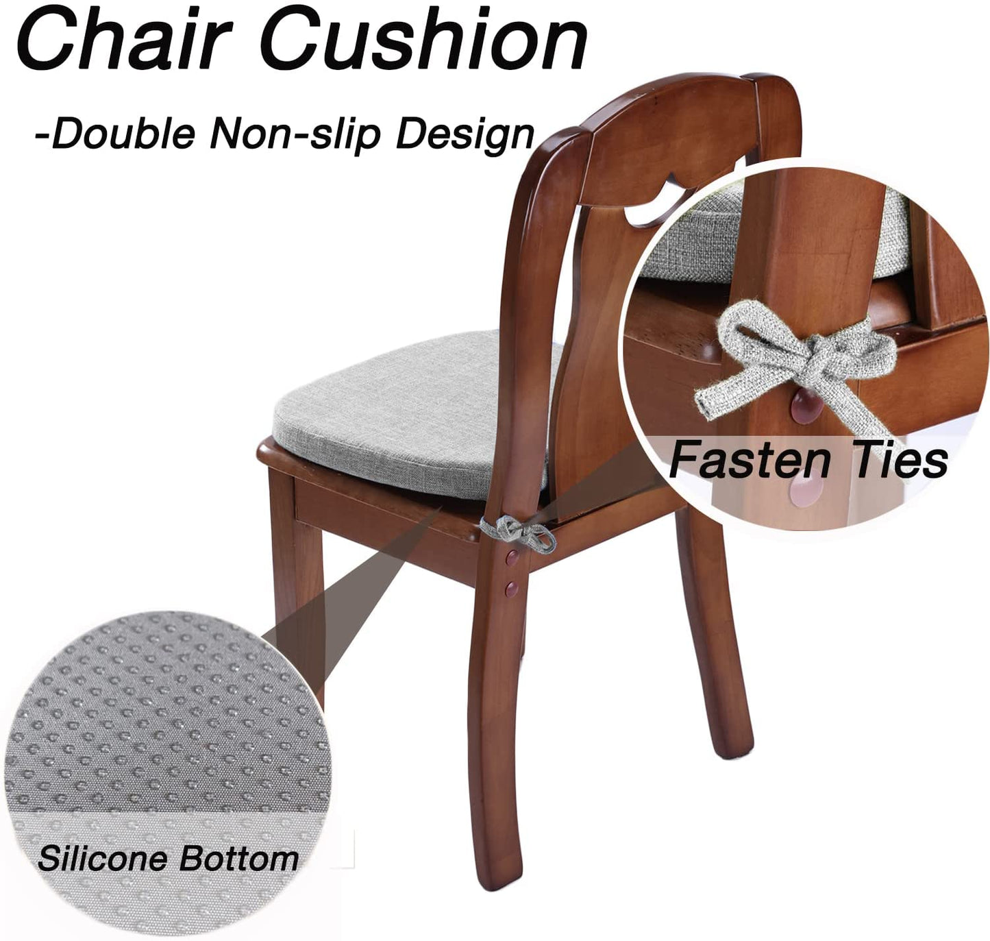 Chair Cushion with Ties for Dining Chairs (1/4/6/8 PCS, Dove)