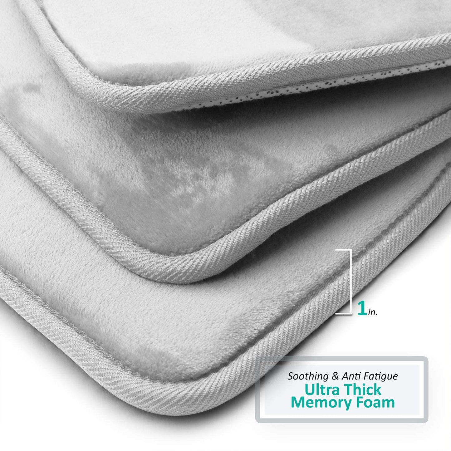 Bathroom Rugs Memory Foam Bath Mat Set for Bathroom, Non Slip Absorbent Velvet - Fast Drying –Bathroom Rug and Contour Rug Set 3 Piece -Silver Gray