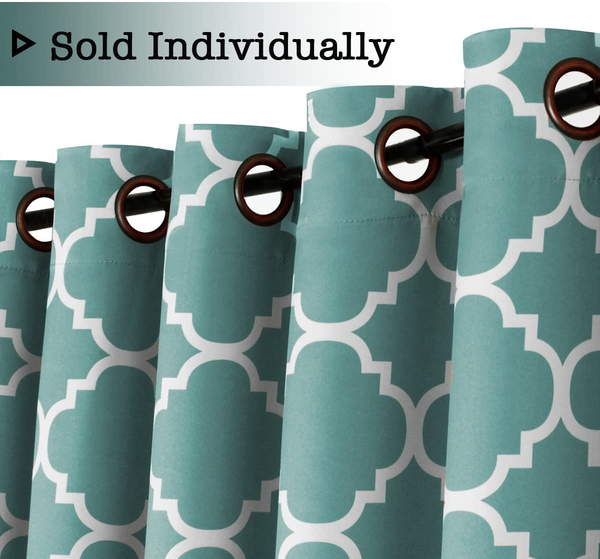 Extra Wide Curtain for Sliding Glass Door Moroccan Tile Quatrefoil Pattern, Aqua and White