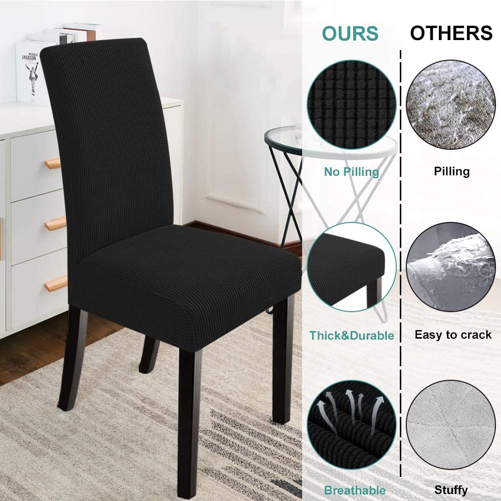 Dining Room Chair Slipcovers Stretch Chair Covers, Set of 2/4/6/8 PCS, Black