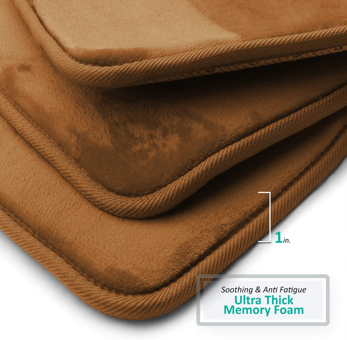 Bathroom Rugs Memory Foam Bath Mat Set for Bathroom, Non Slip Absorbent Velvet - Fast Drying –Bathroom Rug and Contour Rug Set 3 Piece -Brown