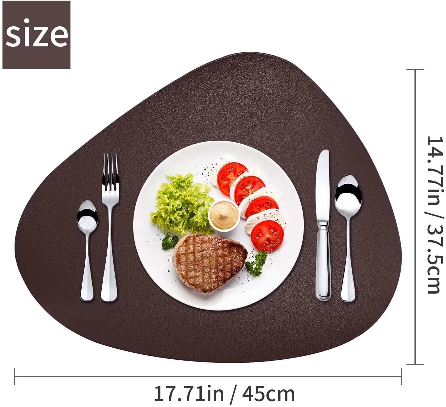Cozy Life Modern Placemats Set of 4/6/8, Round Leather Placemats for Kitchen Dining Table, Heat Resist Easy to Clean Oval placemats(Brown)