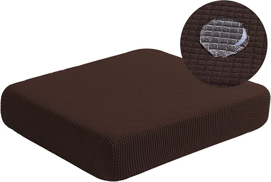 Water Repellent Sofa Couch Cushion Covers Sofa Seat Slipcover Suitable for 1/2/3 Setaer Furniture Protector, Non Slip Small Checks, Chocolate