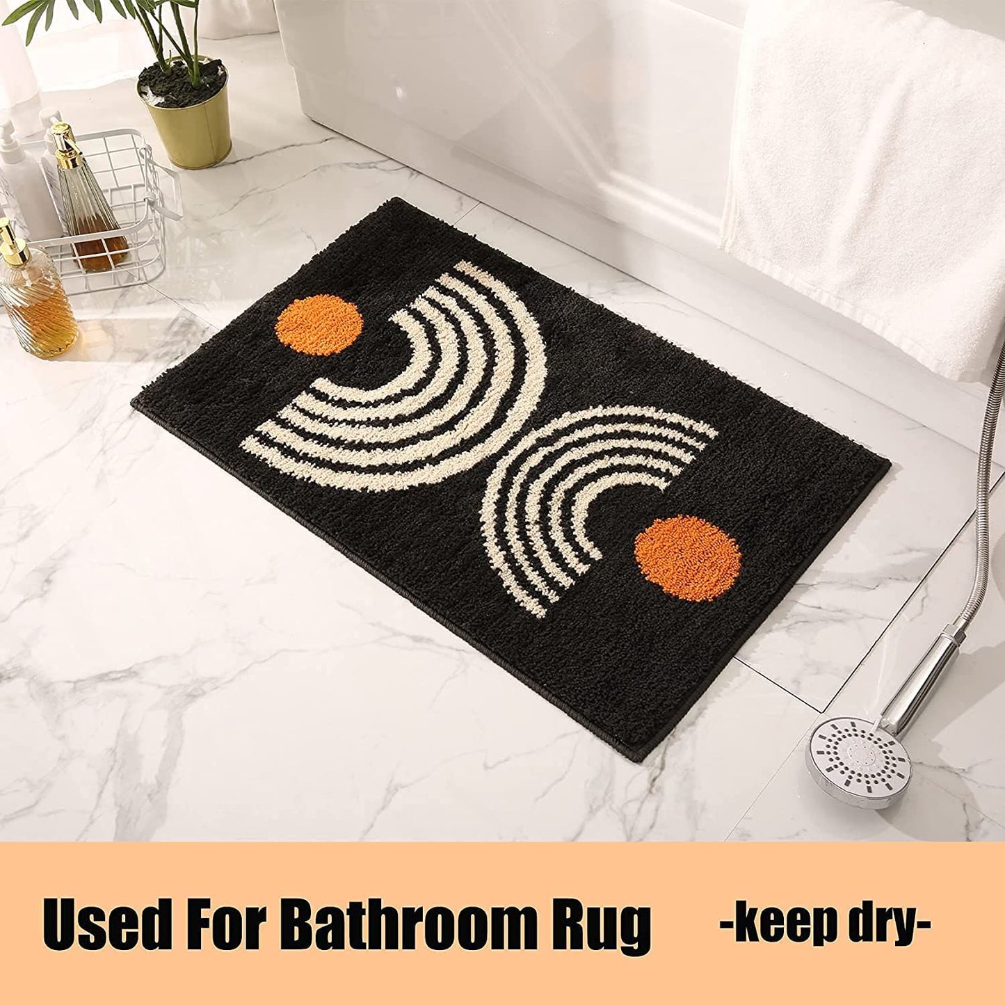 Bath Rugs Set of 2pcs  Non-Slip (45cm x 70cm&50cm x 80cm, Dark Grey)