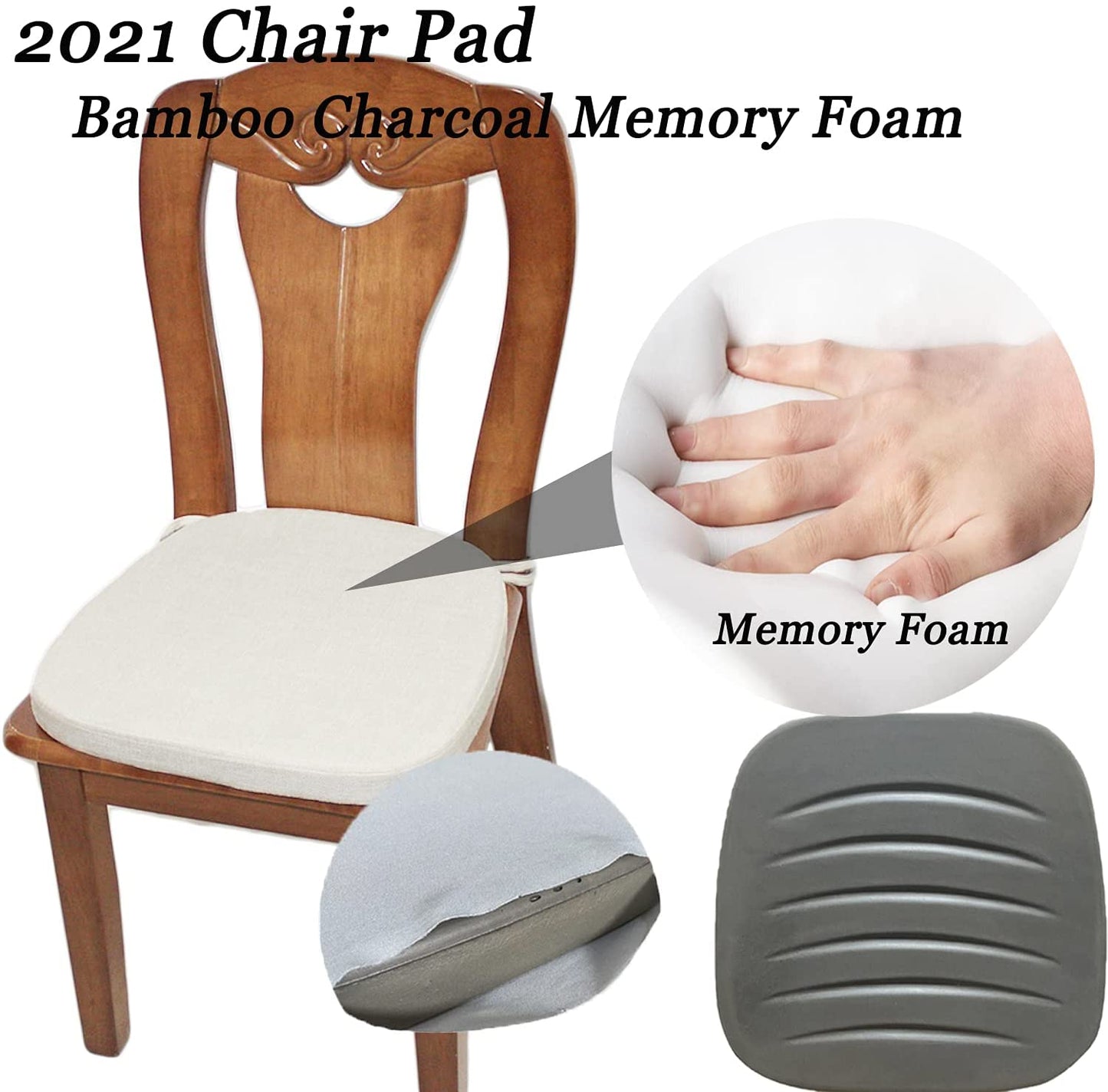 Chair Cushion with Ties for Dining Chairs(1/4/6/8, Beige)