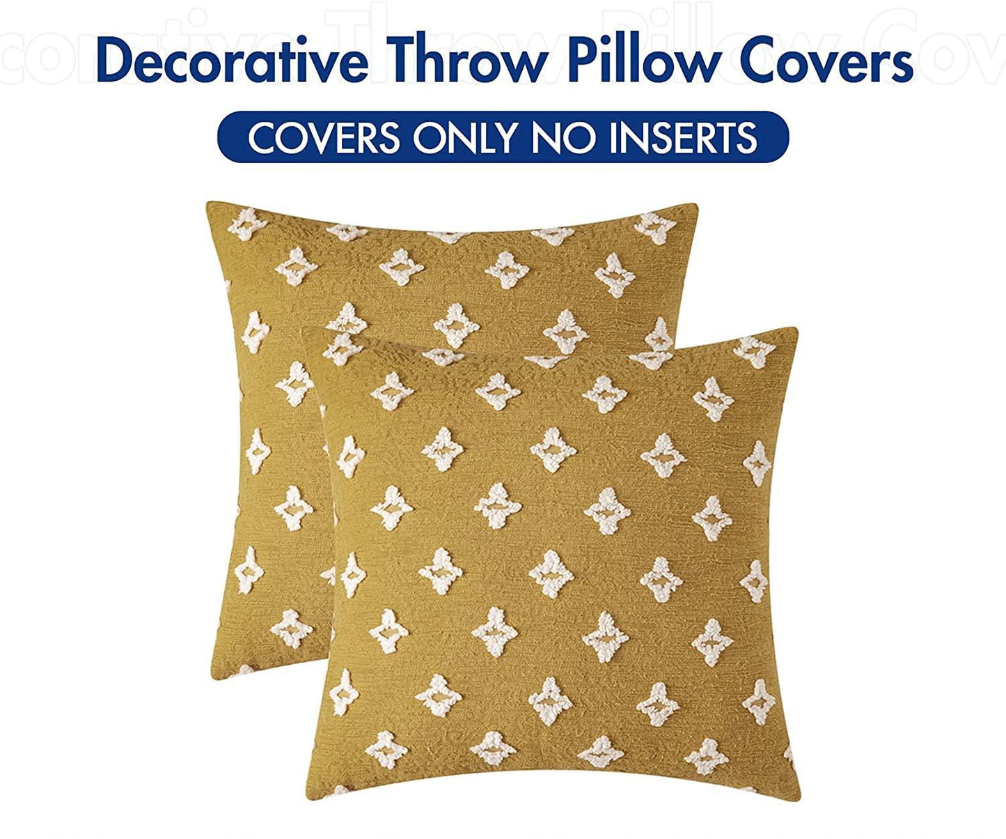 Velvet Throw Pillow Diamond Jacquard Soft Couch Pillows Set of 2 (Inserts + Pillow Covers, Yellow)